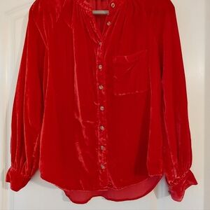 Anthropologie Pilcro and the Letterpress Mara Velvet Button Down Top